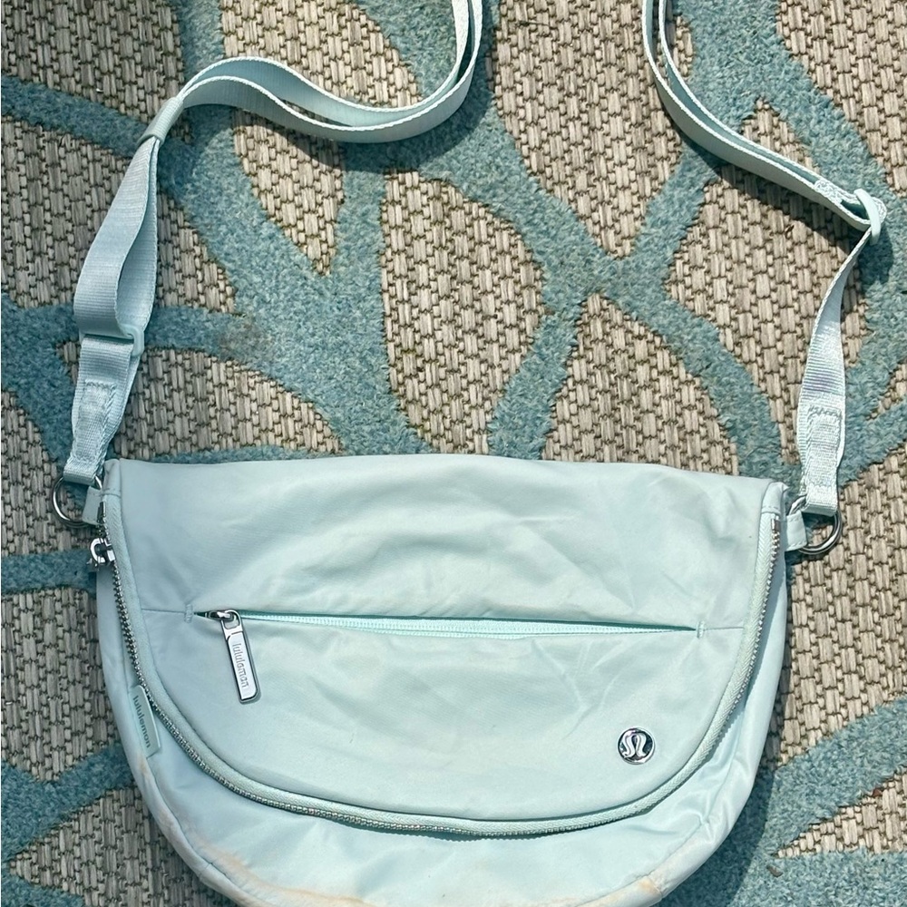 Lululemon mint green Crossbody Bag with Adjustable Strap and Silver Hardware
